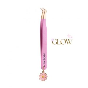Slim Swan Glow Moemi – Różowa brokatowa peseta do rzęs 75° z zawieszką